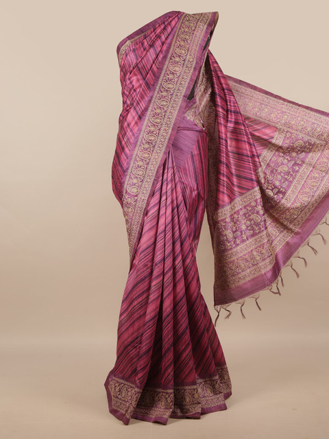 

Pothys Purple Printed Jute Silk Saree
