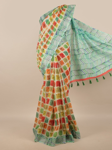 

Pothys Yellow & Red Floral Linen Blend Saree