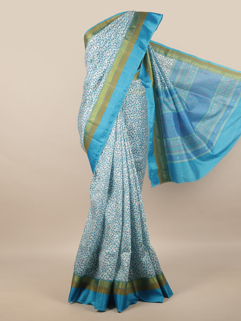 

Pothys Blue & White Floral Art Silk Saree