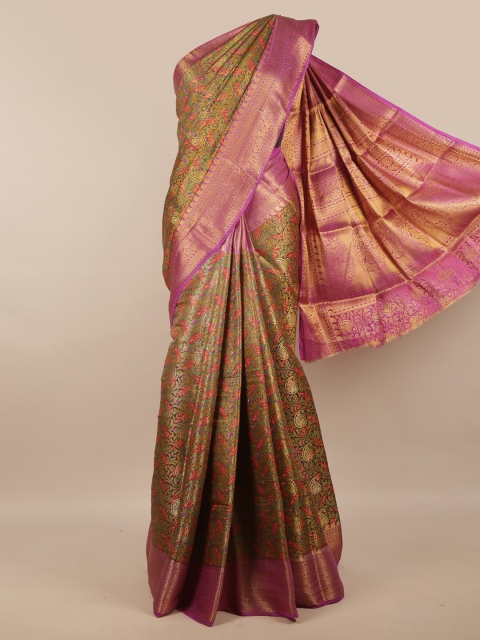 

Pothys Green & Beige Ethnic Motifs Printed Zari Art Silk Saree
