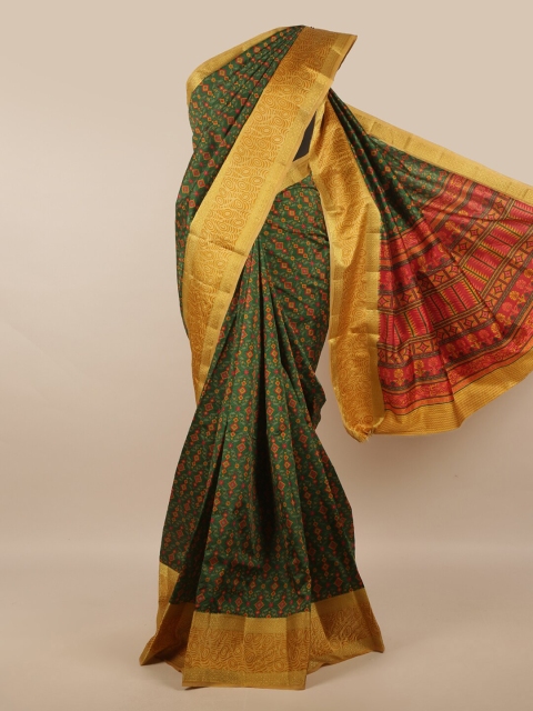 

Pothys Green & Red Ethnic Motifs Art Silk Saree