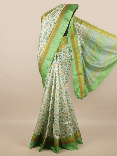 

Pothys Green & White Floral Zari Art Silk Saree