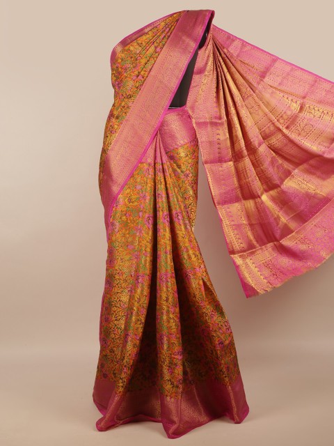 

Pothys Mustard & Pink Woven Design Dupion Art Silk Saree