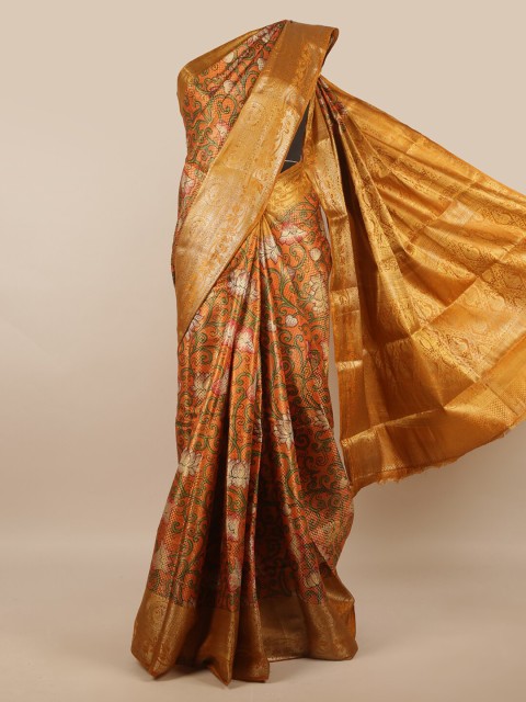 

Pothys Orange & Green Floral Art Silk Saree