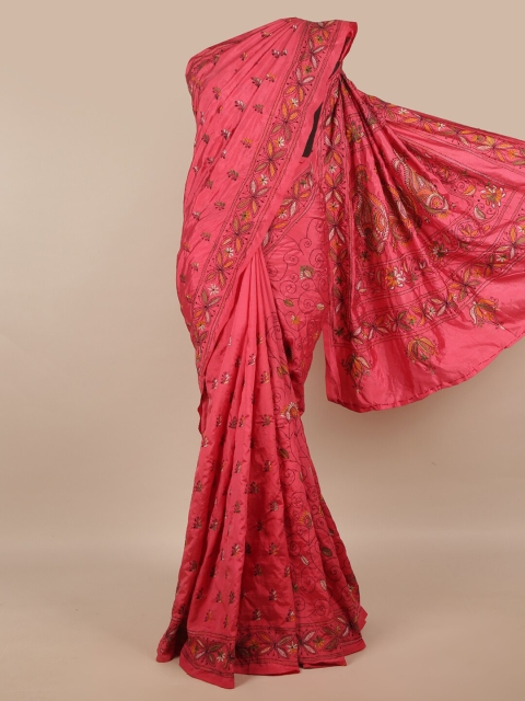 

Pothys Pink & Green Ethnic Motifs Art Silk Saree