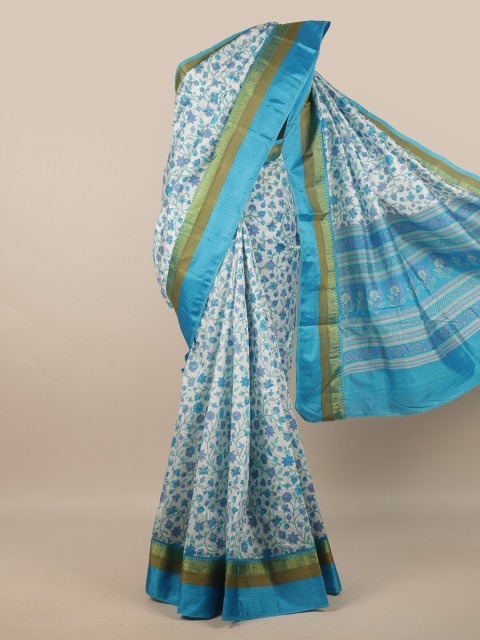 

Pothys Blue Floral Printed Art Silk Saree