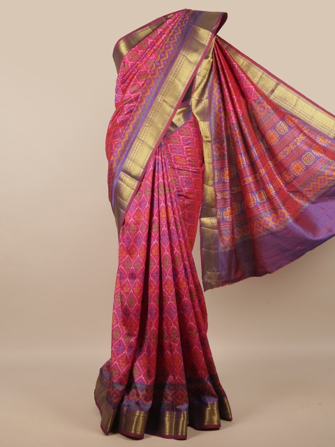 

Pothys Pink & Purple Ethnic Motifs Zari Art Silk Saree
