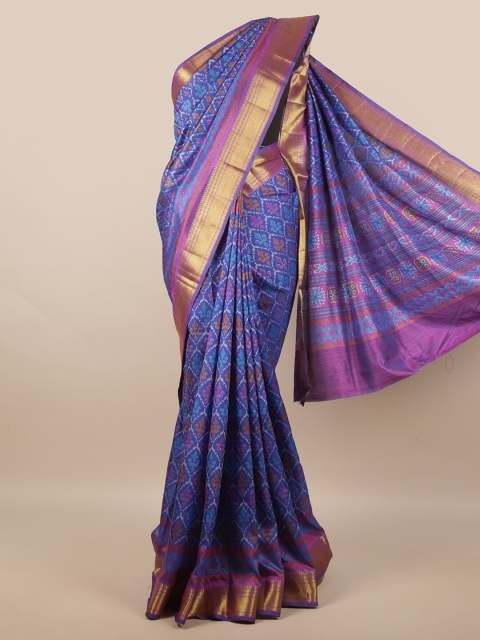 

Pothys Blue & Magenta Ethnic Motifs Zari Art Silk Saree