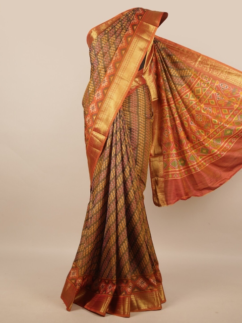 

Pothys Mustard & Orange Ethnic Motifs Zari Art Silk Saree