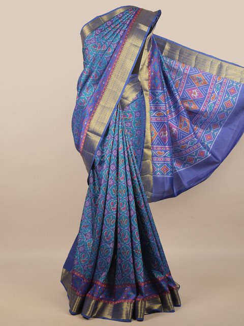 

Pothys Blue & Magenta Ethnic Motifs Zari Art Silk Saree