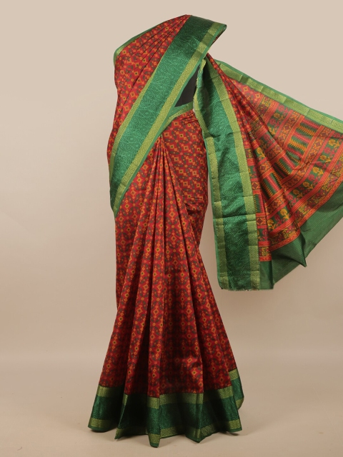 

Pothys Maroon & Green Ethnic Motifs Art Silk Saree