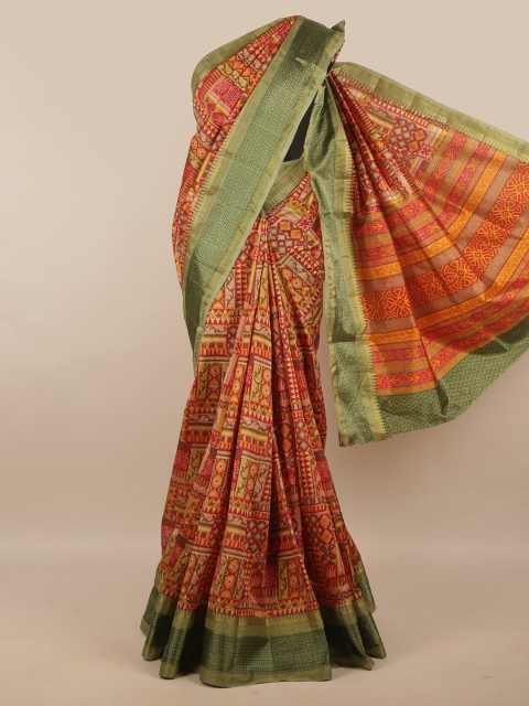 

Pothys Maroon & Gold-Toned Ethnic Motifs Zari Art Silk Saree