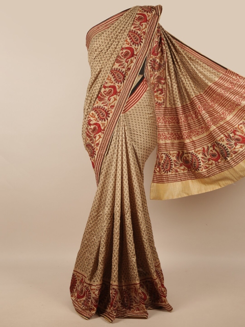 

Pothys Tan Ethnic Motifs Printed Art Silk Saree