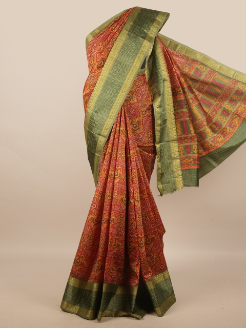 

Pothys Maroon & Green Ethnic Motifs Zari Art Silk Saree