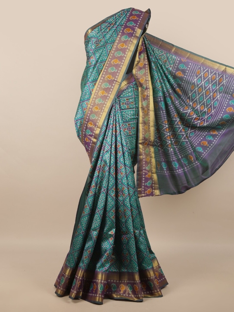 

Pothys Green & Gold-Toned Ethnic Motifs Zari Art Silk Saree