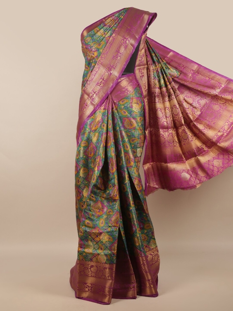 

Pothys Green & Purple Paisley Zari Art Silk Saree