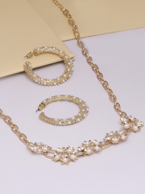 

BELLEZIYA Gold-Toned & White Beaded Jewellery Set
