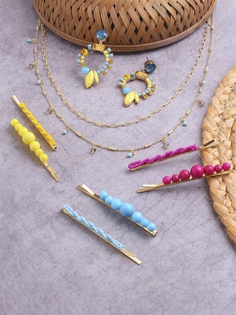 

BELLEZIYA Women Multi Earrings, Hairpins and Layered Chain Combo