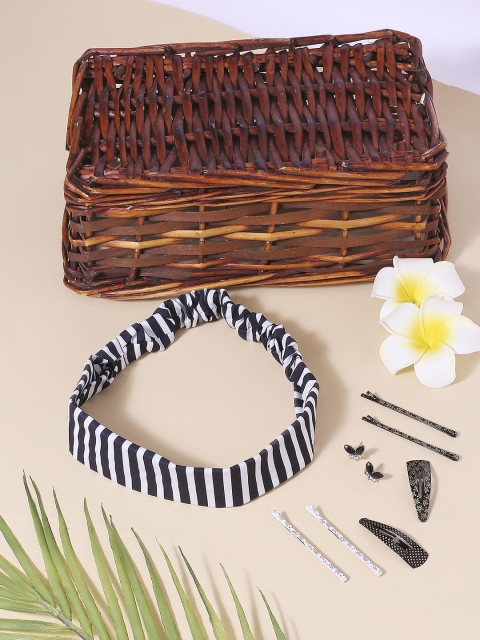 

BELLEZIYA Women Black & White Set of 4 Hair Accessory Set