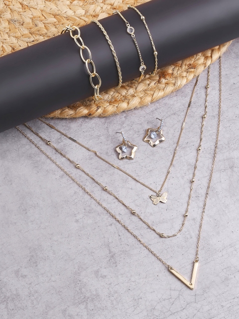 

BELLEZIYA Gold-Toned Stone Studded Jewellery Set