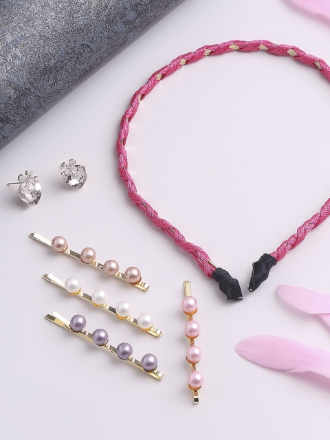 

BELLEZIYA Women Multicoloured Set of 3 Embellished Hair Accessory Set, Multi