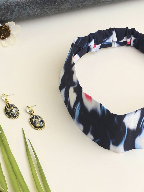 

BELLEZIYA Black & Gold Plated Drop Earrings with Hairband