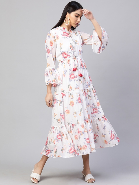 

FASHOR White Floral Formal A-Line Maxi Dress