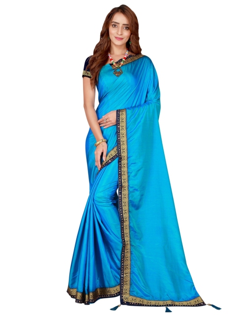 

Viva N Diva Blue & Gold-Toned Zari Saree