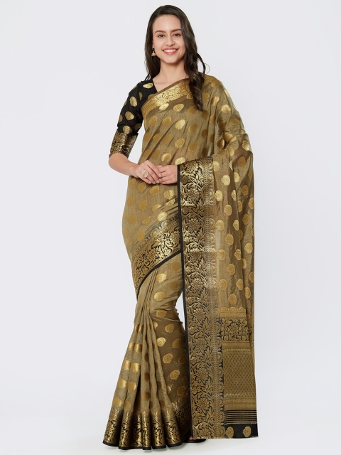

Viva N Diva Brown & Tan Ethnic Motifs Zari Silk Blend Saree