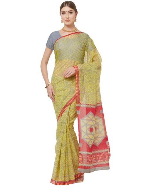 

Viva N Diva Yellow & Red Printed Saree