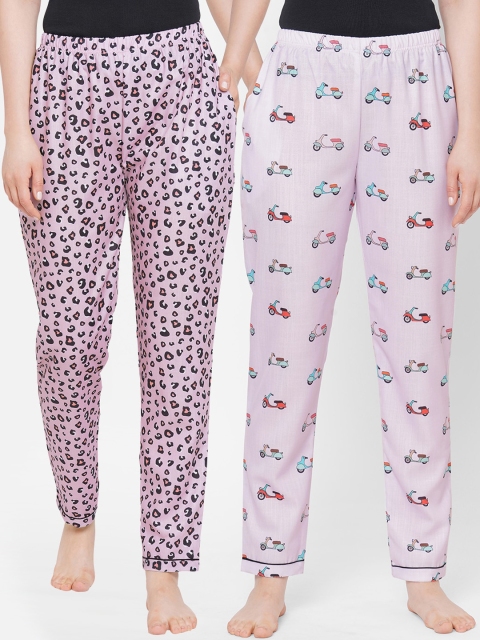 

FashionRack Women Pink & Purple Pack Of 2 Printed Lounge Pants
