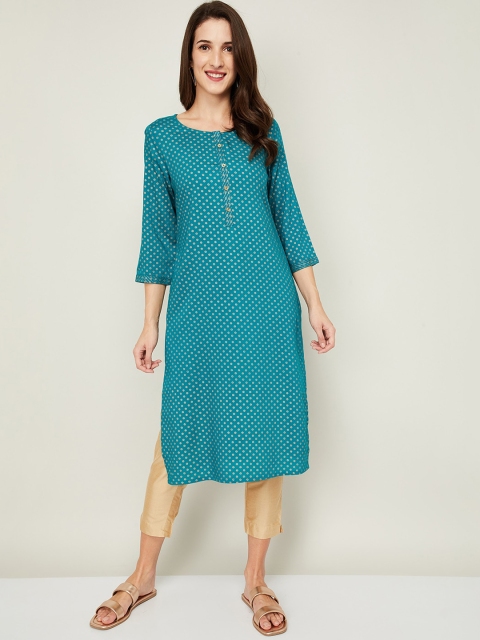 

Melange by Lifestyle Women Teal Ethnic Motifs Printed Kurta