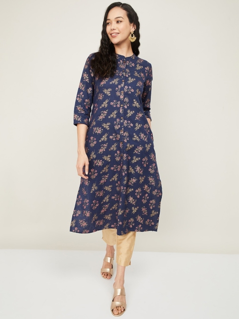 

Melange by Lifestyle Women Navy Blue Floral Printed Kurta