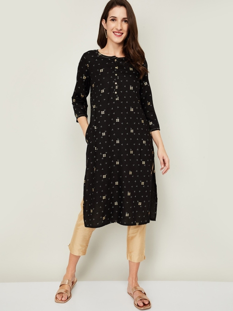 

Melange by Lifestyle Women Black Printed Kurta