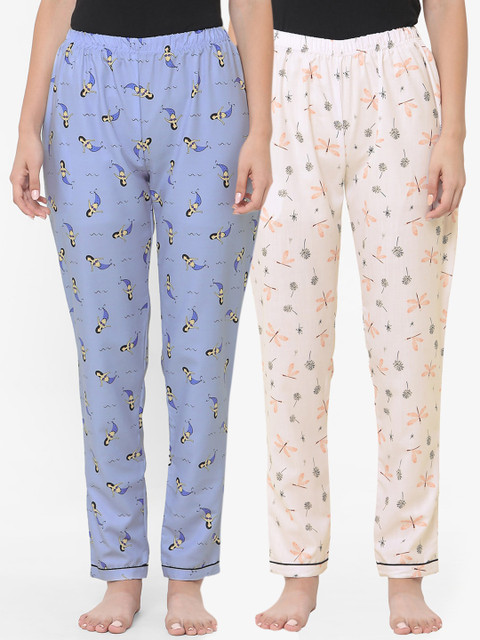 

FashionRack Women Peach & Blue Pack of 2 Lounge Pants