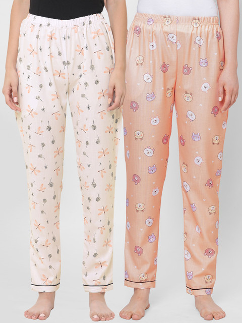 

FashionRack Women Peach & Orange Pack of 2 Lounge Pants