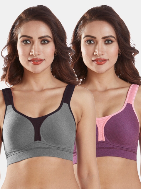 

Sonari Pack Of 2 Grey & Purple Bra Lightly Padded