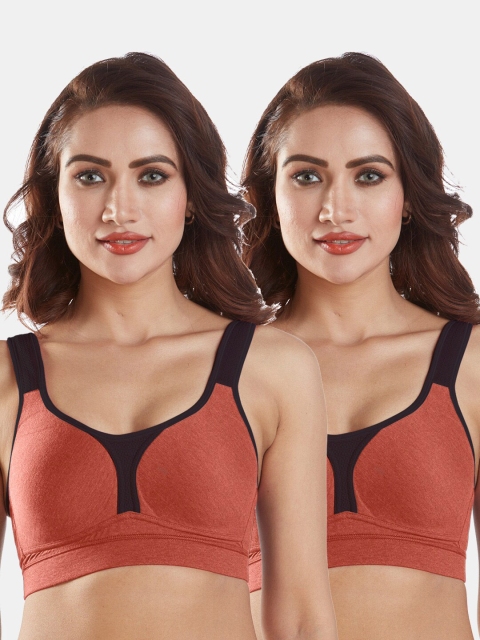 

Sonari Pack Of 2 Orange & Black Bra Lightly Padded