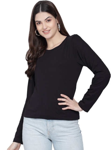 

PockMAN Women Black V-Neck Pockets T-shirt