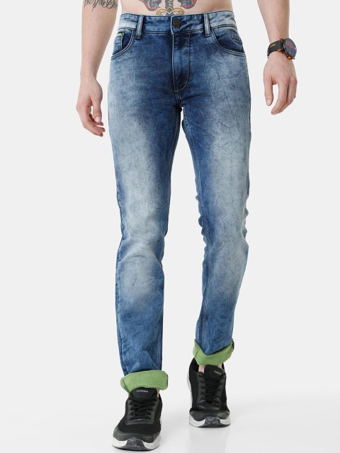 

VUDU Men Navy Blue Narrow Slim Fit Heavy Fade Stretchable Jeans