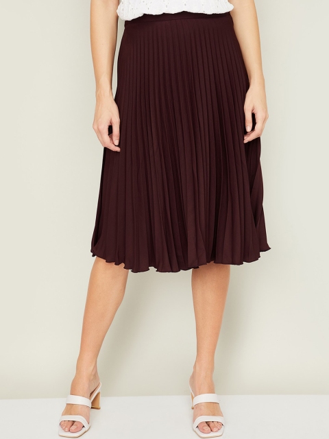 

CODE by Lifestyle Women Red Pleated Culottes Trousers, Burgundy
