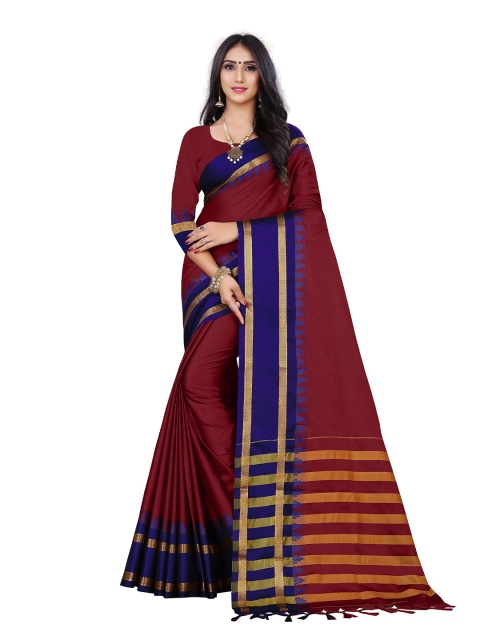 

VENISA Maroon & Blue Zari Art Silk Saree