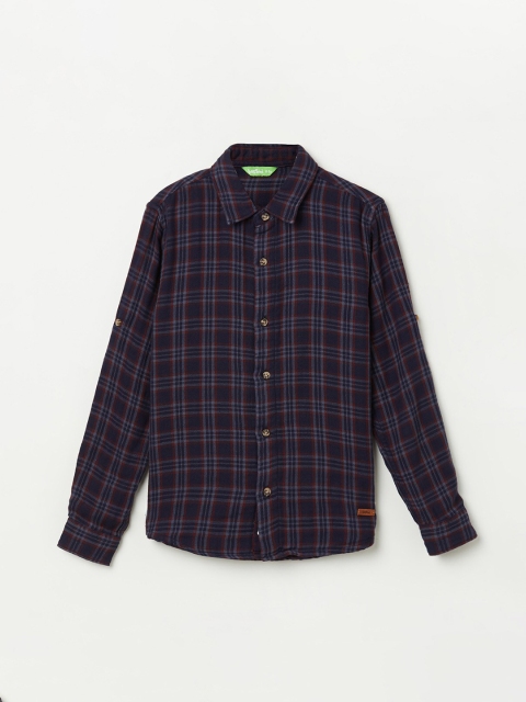 

Bossini Boys Navy Blue Tartan Checks Checked Casual Shirt
