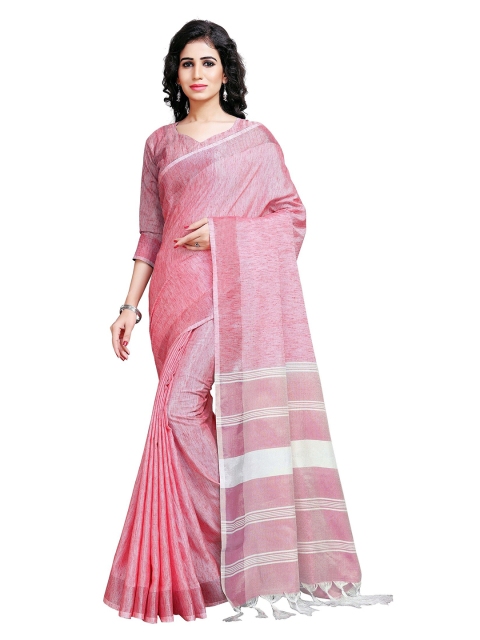 

VENISA Pink & Silver-Toned Art Silk Saree