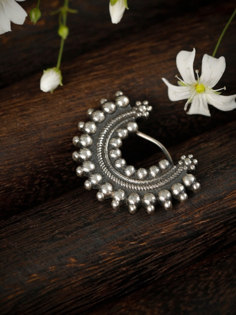 

SHEER by Priyaasi Oxidised 92.5 Sterling Silver Silver-Plated Nosepin