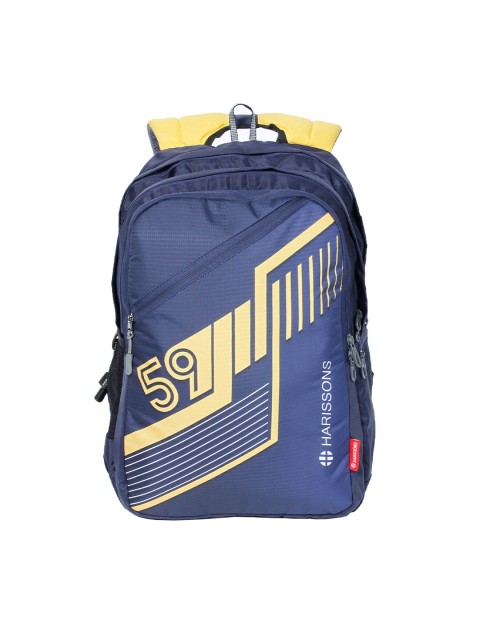

Harissons Unisex Blue & Yellow Typography Backpack