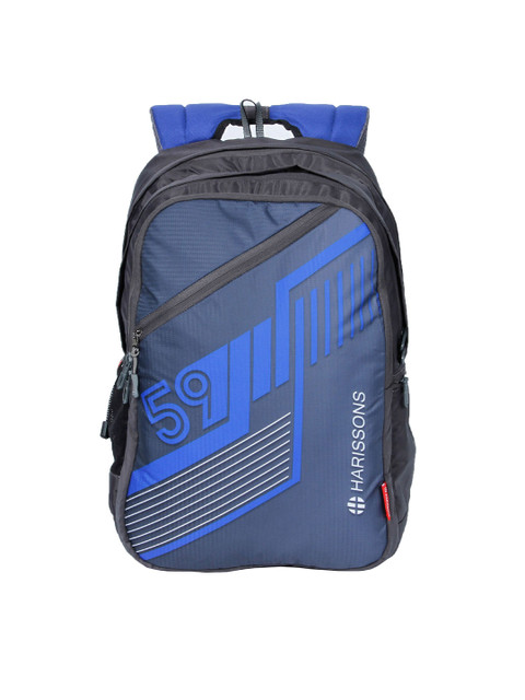 

Harissons Unisex Grey & Blue Alphanumeric Backpack
