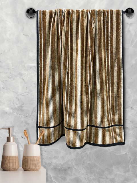 

Aura Adult Brown & Black Striped Combed Cotton Towel