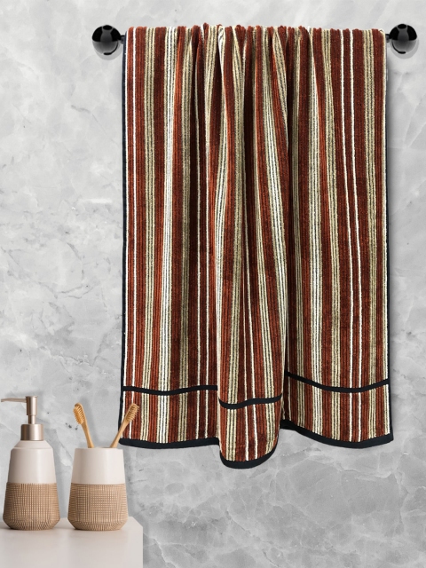 

Aura Rust-Coloured Striped Cotton 500 GSM Bath Towel