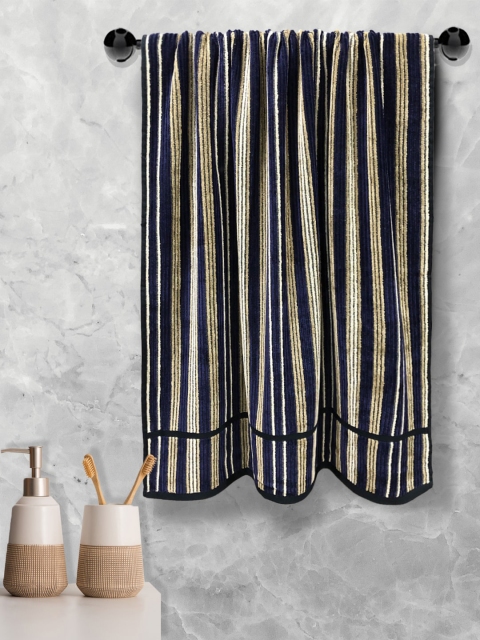 

Aura Blue & White Striped Cotton 500 GSM Bath Towel